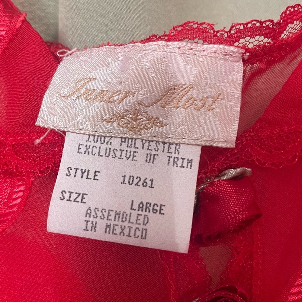 Inner most vintage Red Sheer Valentines Heart Babydoll chemise size large - Picture 4 of 6